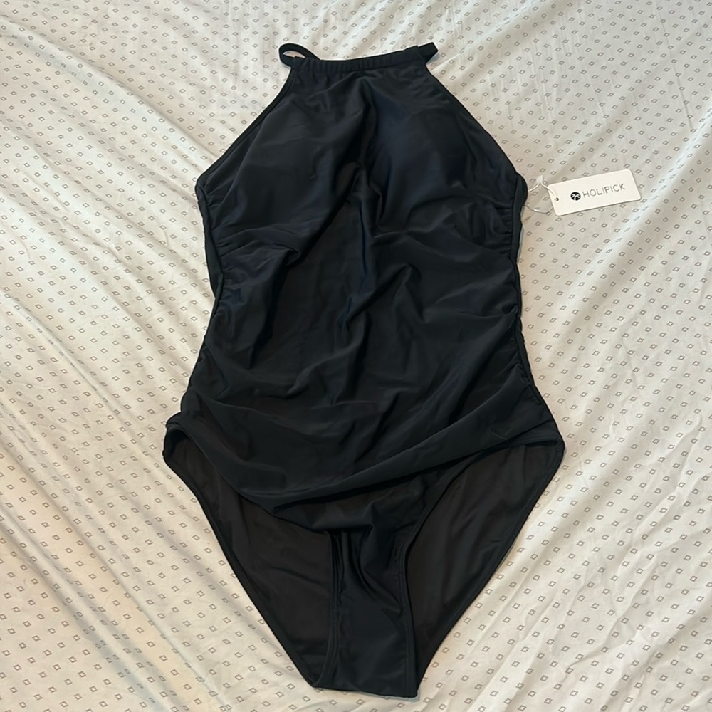Black High Neck One Piece Bathing Suit - NWT